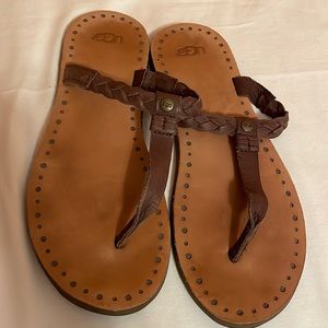 Ugg Bria braided brown leather thong sandals